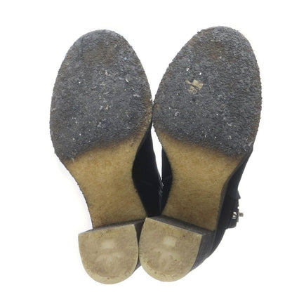 Chanel Short Boots CC Logo Turnlock Black Suede Leather — view 5