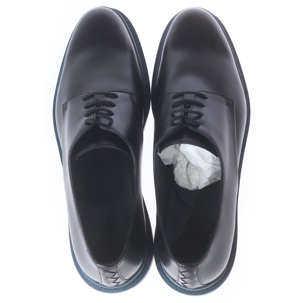 Bottega Veneta Intrecciato Leather Lace Up Dress Business Shoes Dark Brown Blue — view 4