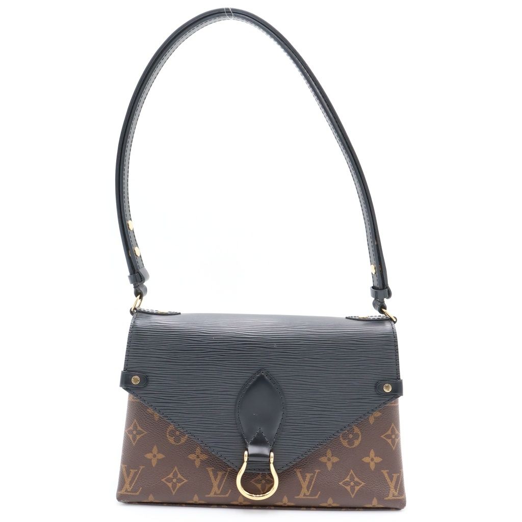 Louis Vuitton Monogram Saint Michel Epi Leather Shoulder Bag Gold Black Brown