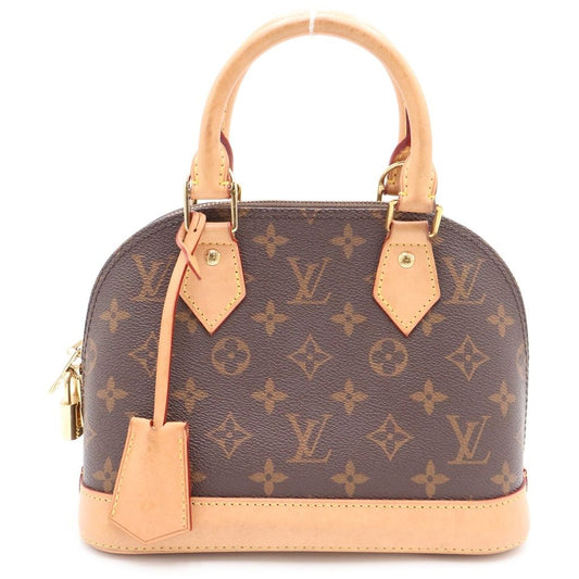 Louis Vuitton Monogram Alma BB 2-Way Shoulder Bag Brown Leather Gold