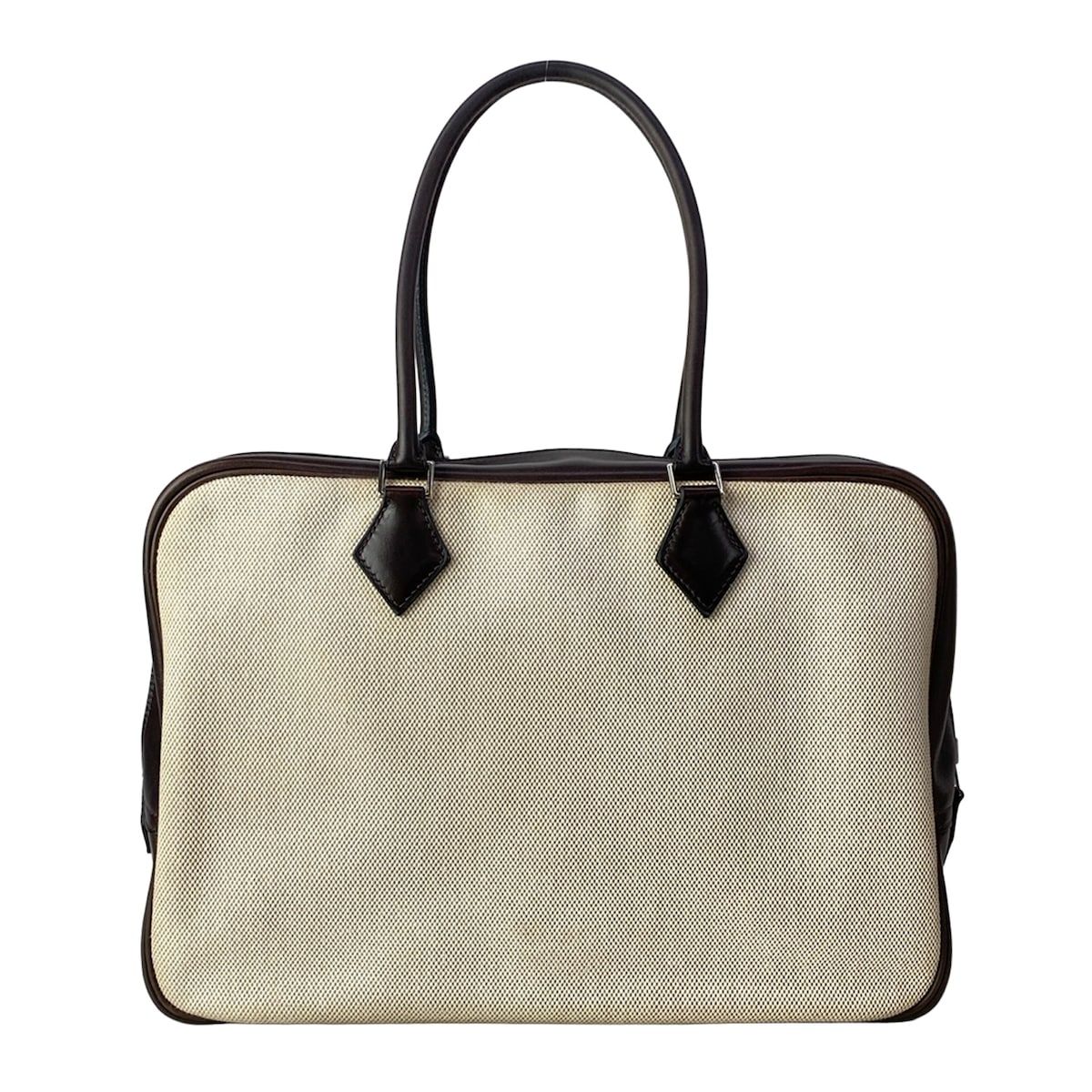 Hermes Handbag Plume 32 Ivory Dark Brown Silver — view 3
