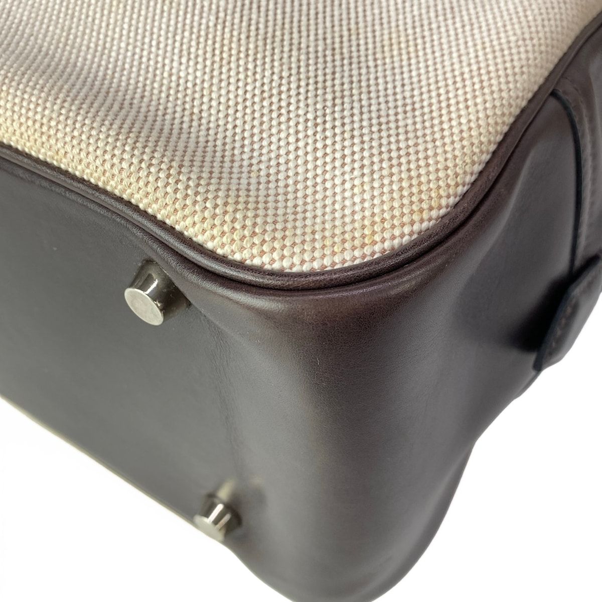 Hermes Handbag Plume 32 Ivory Dark Brown Silver — view 7