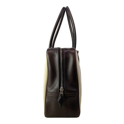 Hermes Handbag Plume 32 Ivory Dark Brown Silver — view 2