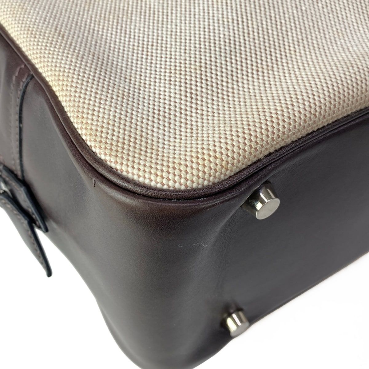 Hermes Handbag Plume 32 Ivory Dark Brown Silver — view 6