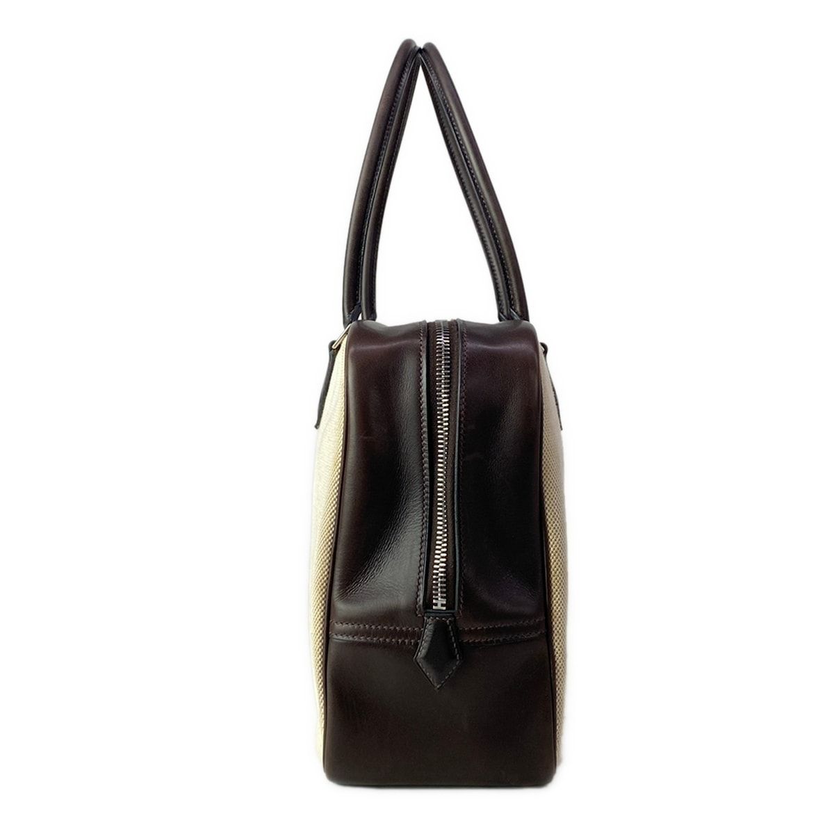 Hermes Handbag Plume 32 Ivory Dark Brown Silver — view 4