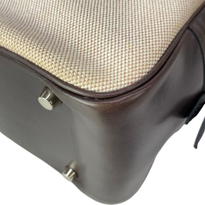 Hermes Handbag Plume 32 Ivory Dark Brown Silver — view 9