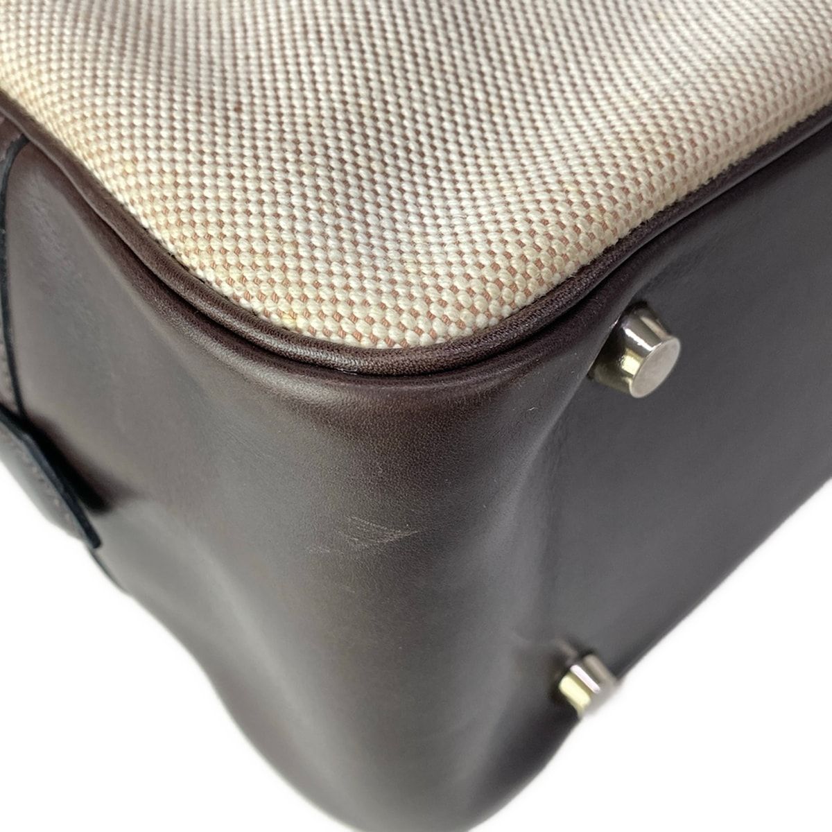 Hermes Handbag Plume 32 Ivory Dark Brown Silver — view 8