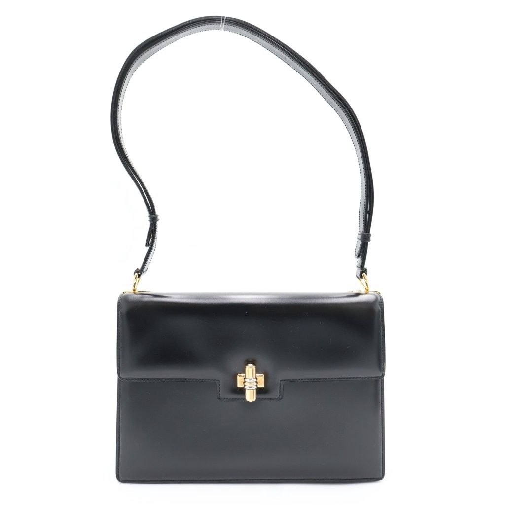 Gucci Turnlock Shoulder Bag Black Leather Gold