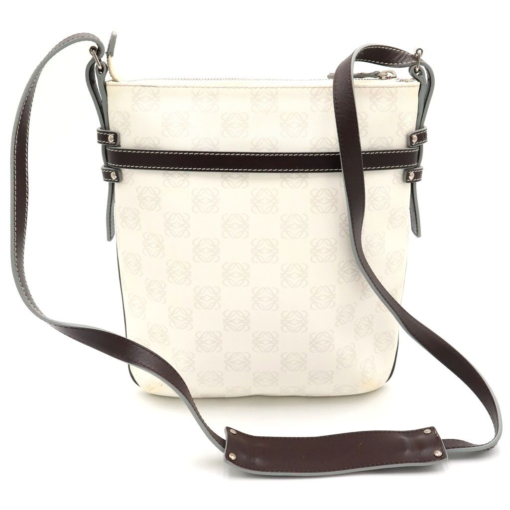Loewe Anagram Shoulder Bag White Brown Leather Silver — view 2