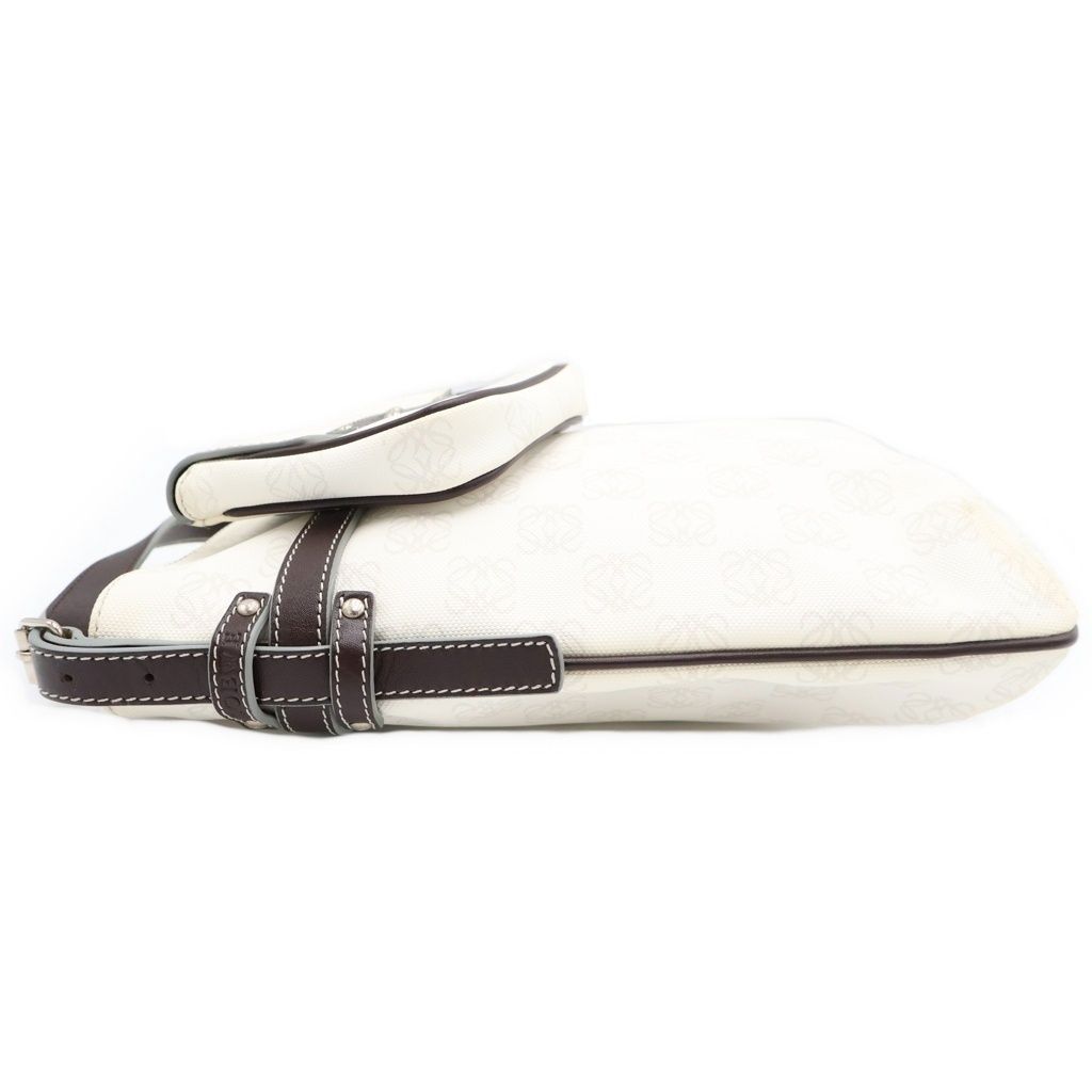 Loewe Anagram Shoulder Bag White Brown Leather Silver — view 3