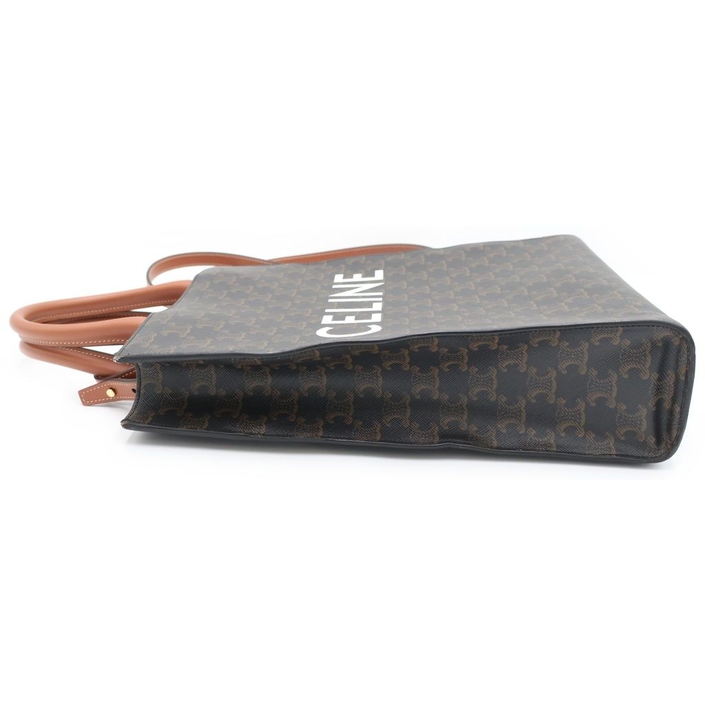 Celine Small Vertical Cover Triomphe 2-Way Shoulder Bag Tote Brown Leather Gold — view 3