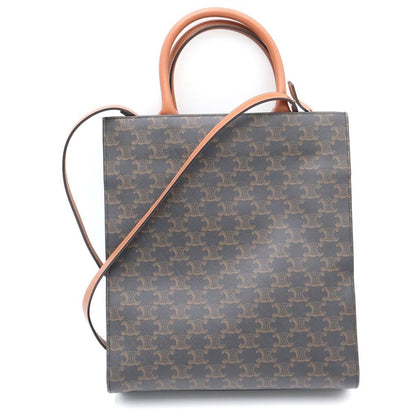 Celine Small Vertical Cover Triomphe 2-Way Shoulder Bag Tote Brown Leather Gold — view 2