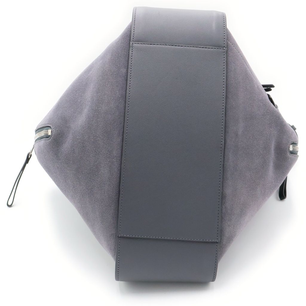 Loewe Hammock Suede Combination Shoulder Bag Gray Leather Silver — view 4