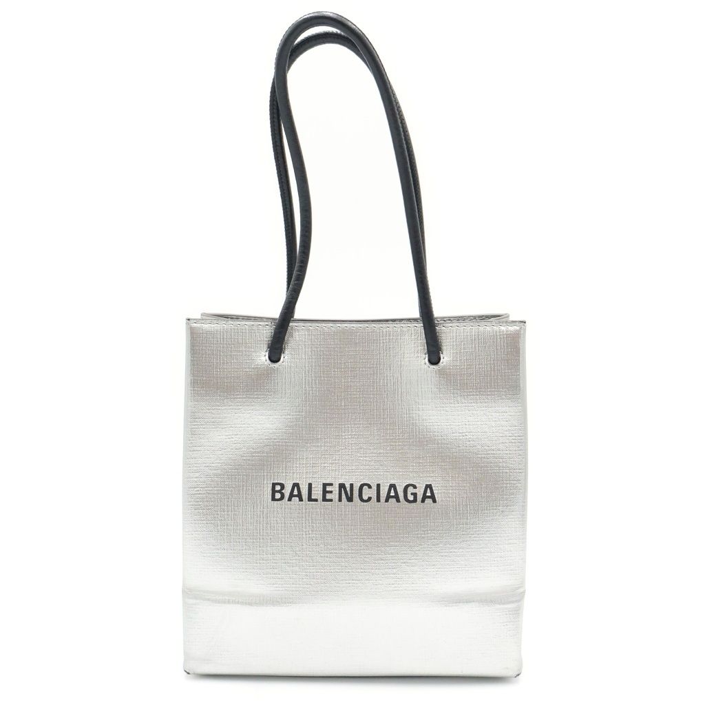 Balenciaga Shopping Tote Xxs Shoulder Bag Mini Gray Silver Leather