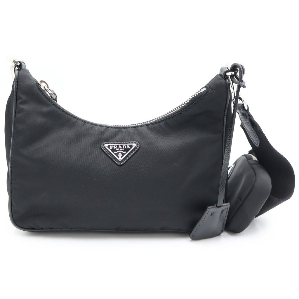 Prada Re Edition Re-Nylon Shoulder Bag Black Silver