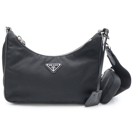 Prada Re Edition Re-Nylon Shoulder Bag Black Silver