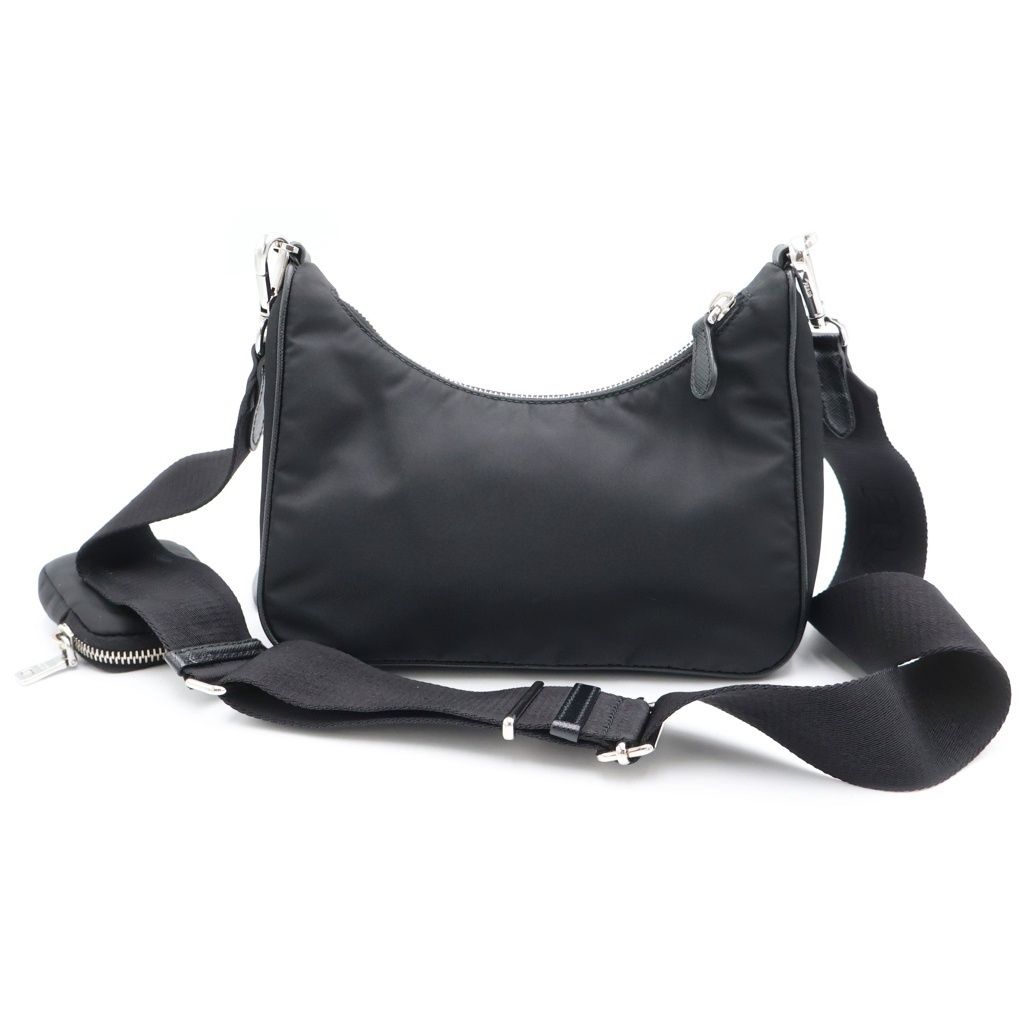 Prada Re Edition Re-Nylon Shoulder Bag Black Silver — view 2