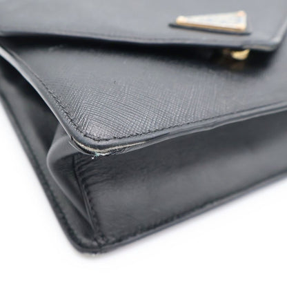 Prada Saffiano Leather Shoulder Bag Black — view 6
