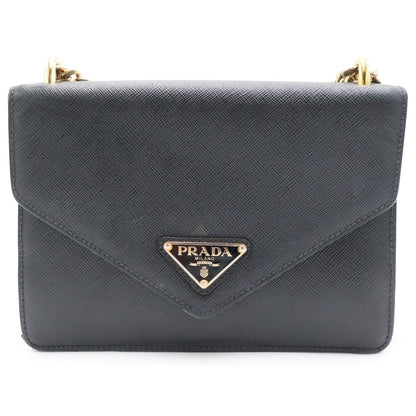 Prada Saffiano Leather Shoulder Bag Black