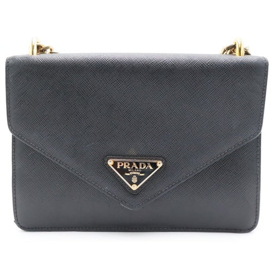 Prada Saffiano Leather Shoulder Bag Black