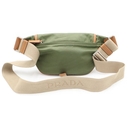 Prada Re-Nylon Triangle Logo Leather Belt Bag Waist Pouch Khaki Brown — view 2