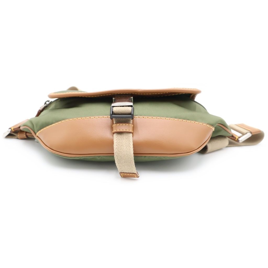 Prada Re-Nylon Triangle Logo Leather Belt Bag Waist Pouch Khaki Brown — view 4
