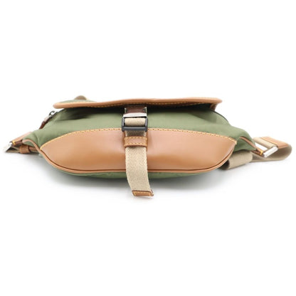 Prada Re-Nylon Triangle Logo Leather Belt Bag Waist Pouch Khaki Brown — view 4