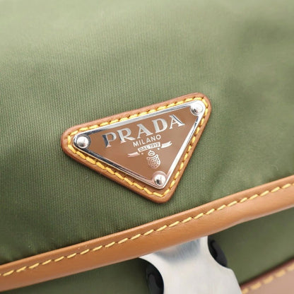 Prada Re-Nylon Triangle Logo Leather Belt Bag Waist Pouch Khaki Brown — view 6