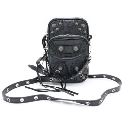 Balenciaga le Cagole Leather Shoulder Bag Phone Pouch Black
