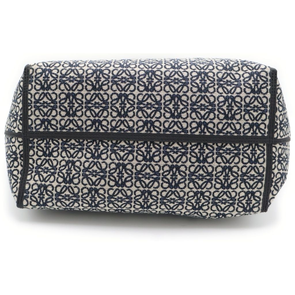 Loewe Repeat Anagram Canvas Jacquard Leather Tote Black Navy — view 4