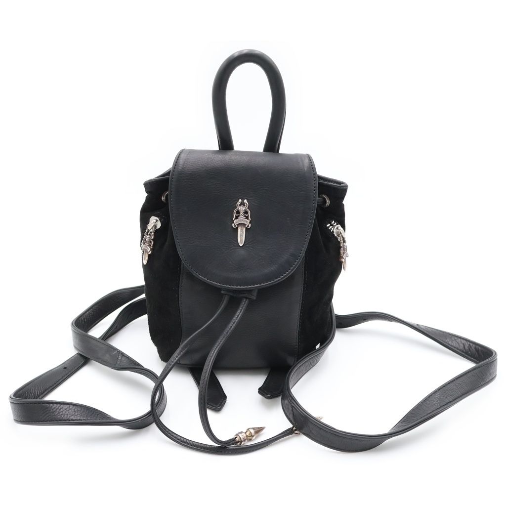 Chrome Hearts Mini Iggy Backpack Mini Suede Leather Dagger Black