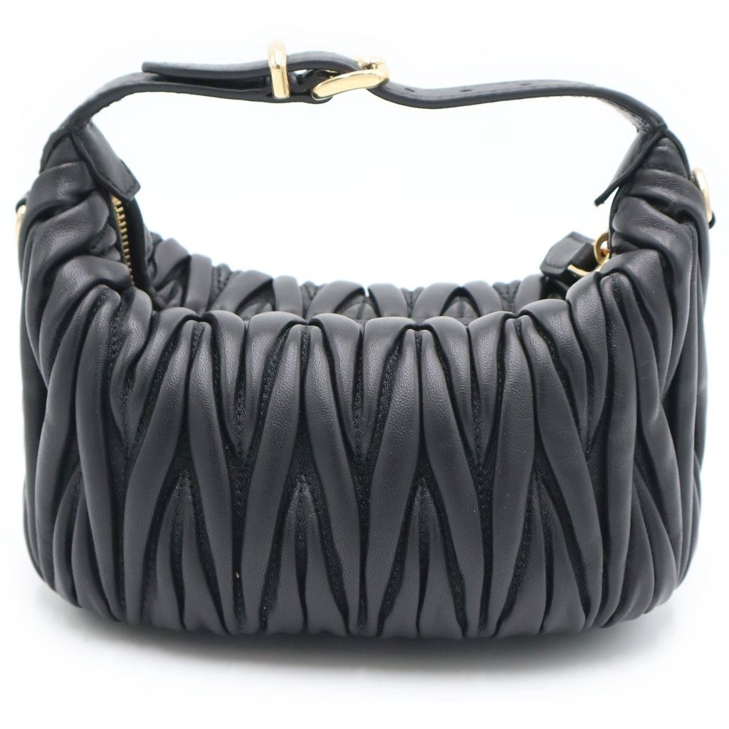 Miu Miu Matelasse Leather Mini Shoulder Bag Black Gold — view 2