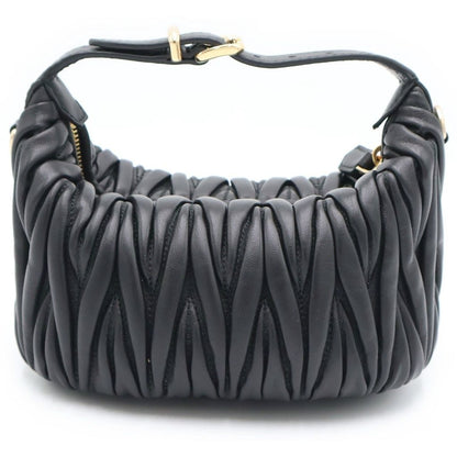 Miu Miu Matelasse Leather Mini Shoulder Bag Black Gold — view 2