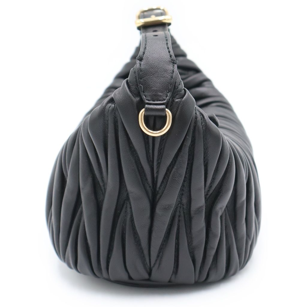 Miu Miu Matelasse Leather Mini Shoulder Bag Black Gold — view 3