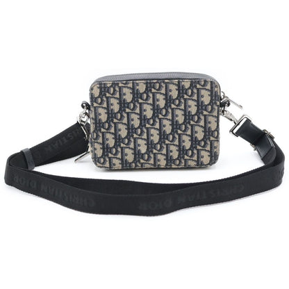 Dior Oblique Messenger Bag Mini Beige Navy Leather Canvas Silver — view 2