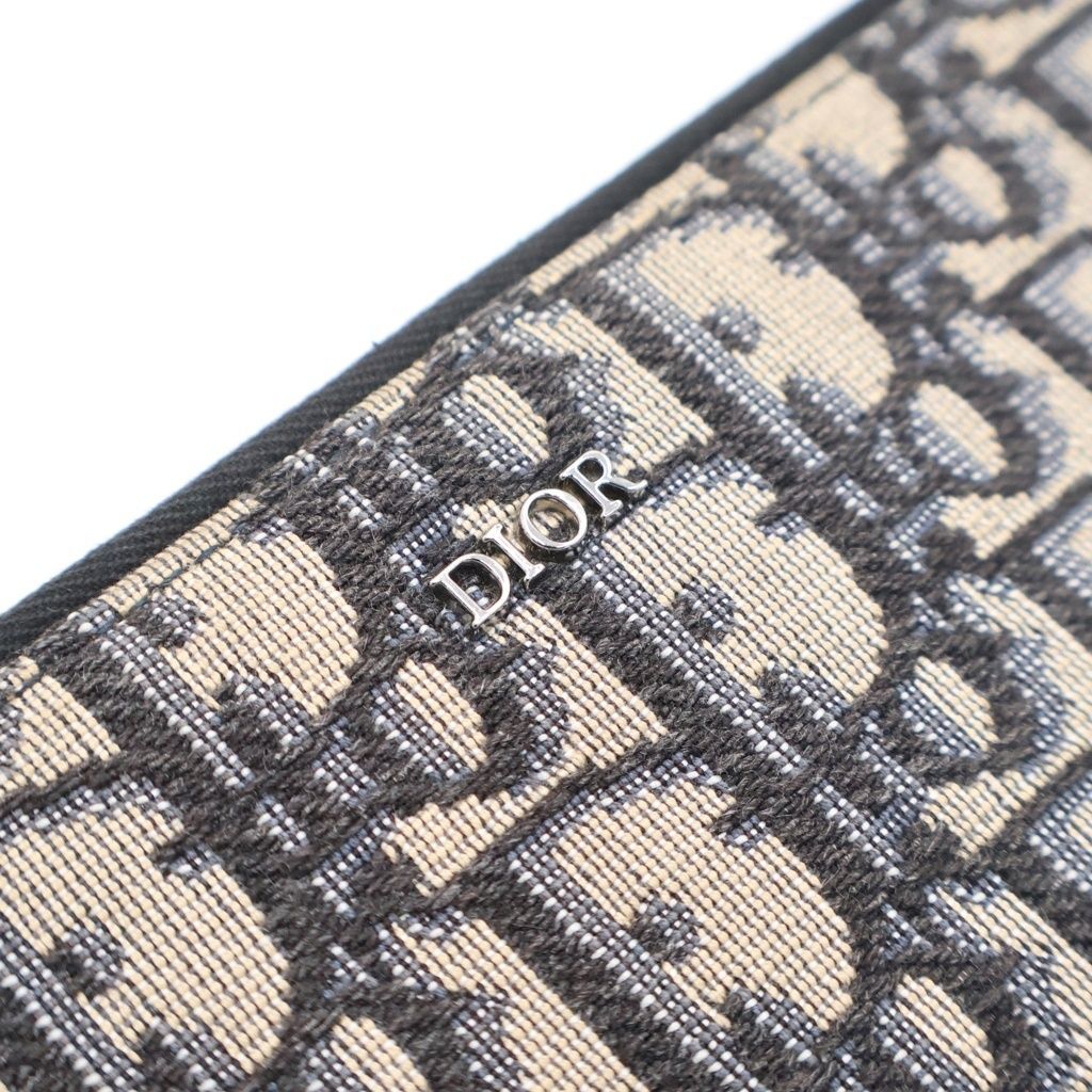 Dior Oblique Messenger Bag Mini Beige Navy Leather Canvas Silver — view 6