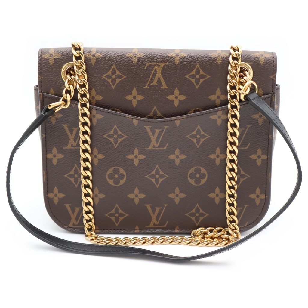 Louis Vuitton Monogram Passi Chain Shoulder Bag Brown Black Leather Gold — view 2