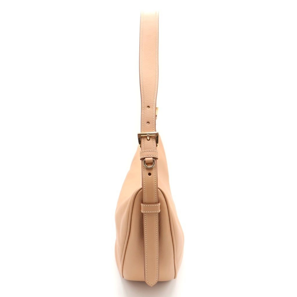 Prada Demil Large Cross Belt Bag Beige Leather Gold — view 3