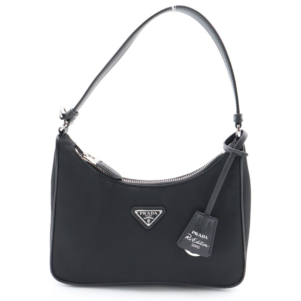 Prada Re Edition One Mini Shoulder Bag Black Nylon Leather Silver