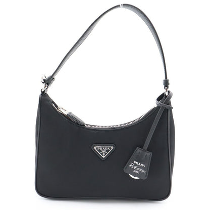 Prada Re Edition One Mini Shoulder Bag Black Nylon Leather Silver