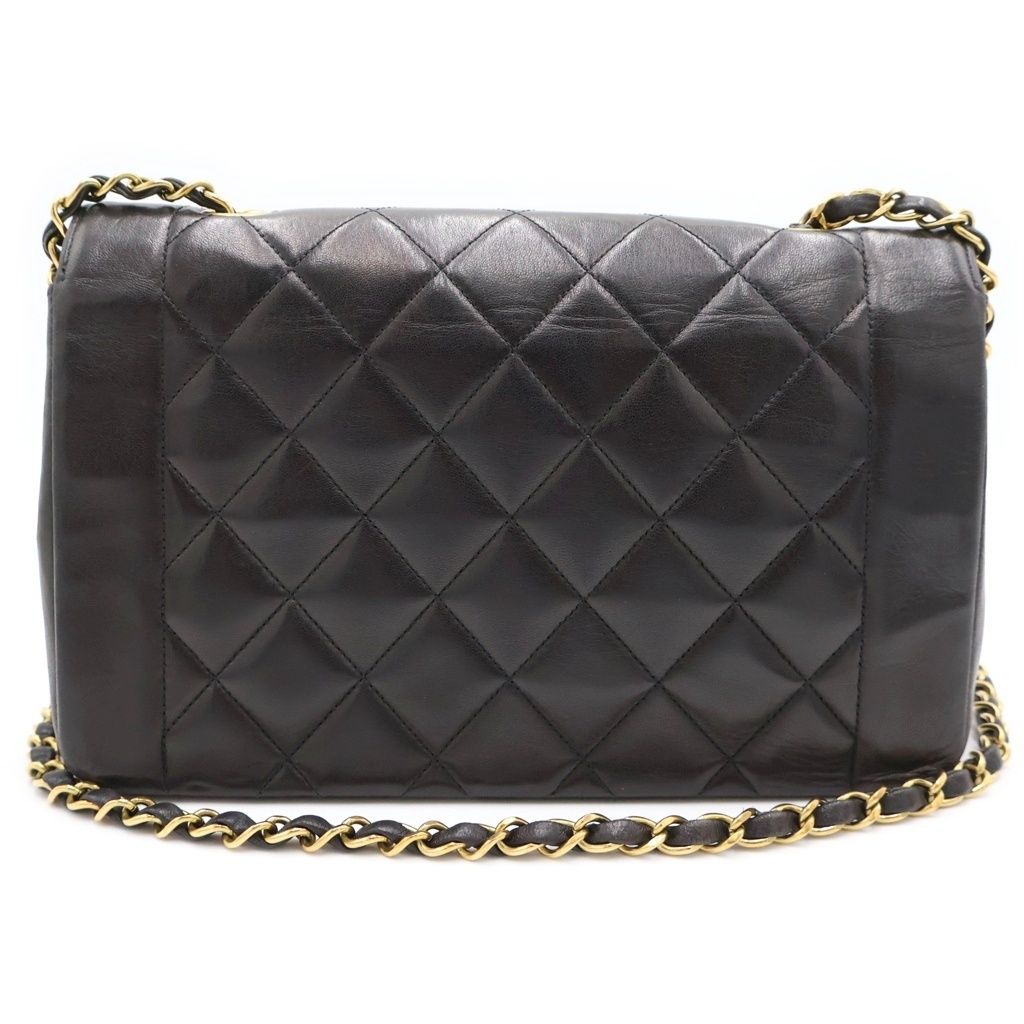 Chanel Diana 25 Chain Shoulder Bag Quilted Black Lambskin Gold — view 2
