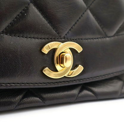 Chanel Diana 25 Chain Shoulder Bag Quilted Black Lambskin Gold — view 6