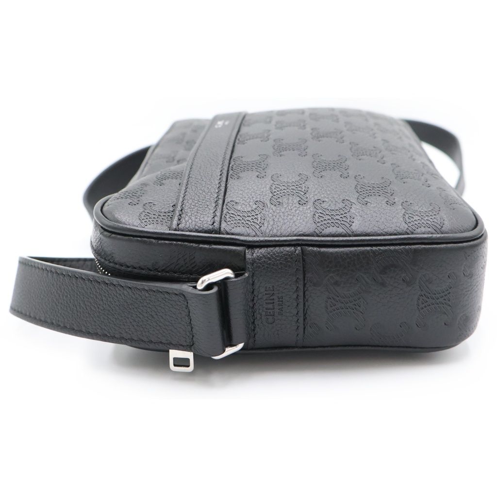 Celine Triomphe Horizontal Messenger Bag Black Leather Silver — view 3