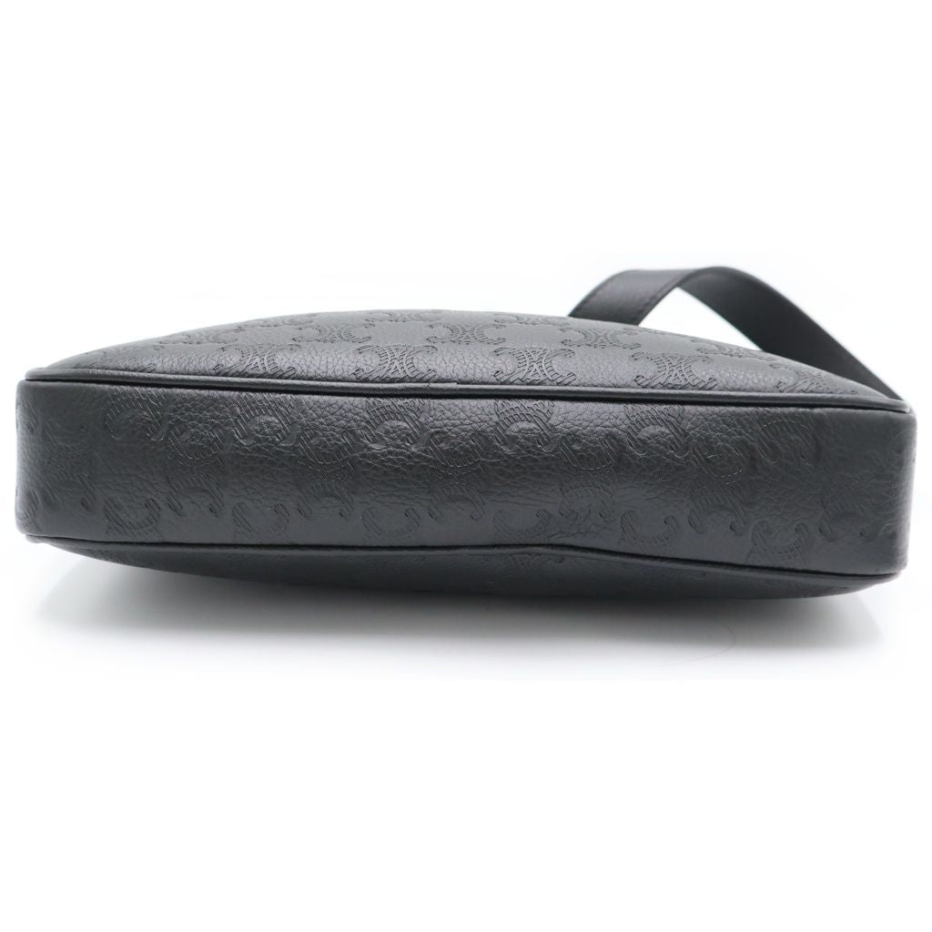 Celine Triomphe Horizontal Messenger Bag Black Leather Silver — view 4