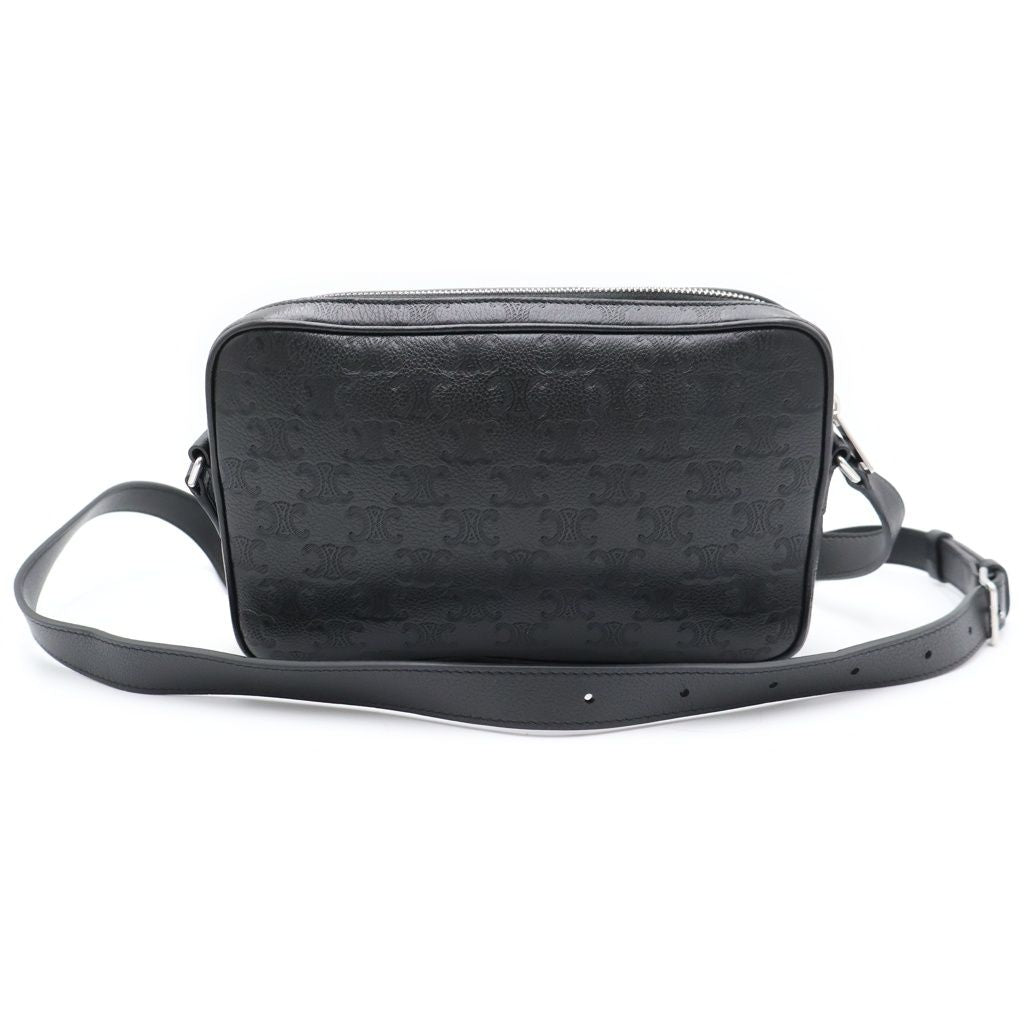Celine Triomphe Horizontal Messenger Bag Black Leather Silver — view 2