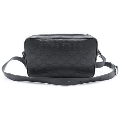 Celine Triomphe Horizontal Messenger Bag Black Leather Silver — view 2