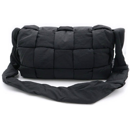 Bottega Veneta Maxi Intrecciato Padded Cassette Shoulder Bag Black Nylon Silver — view 2