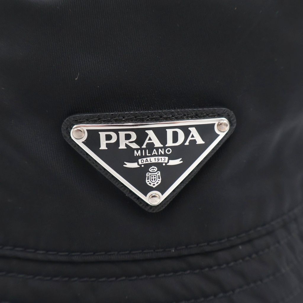 Prada Tessuto Triangle Plate Bucket Hat Black — view 5