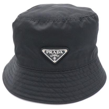 Prada Tessuto Triangle Plate Bucket Hat Black — view 4
