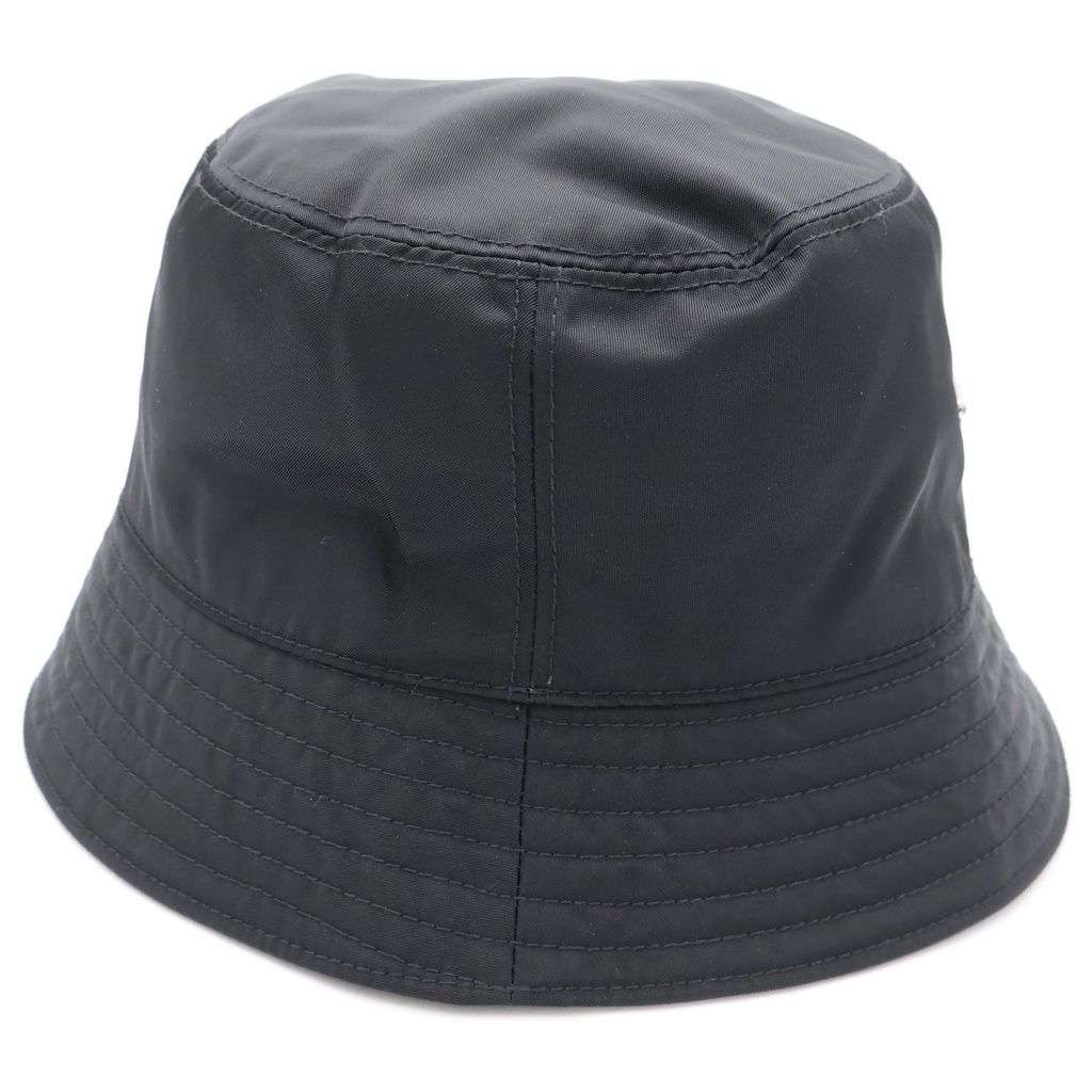 Prada Tessuto Triangle Plate Bucket Hat Black — view 3